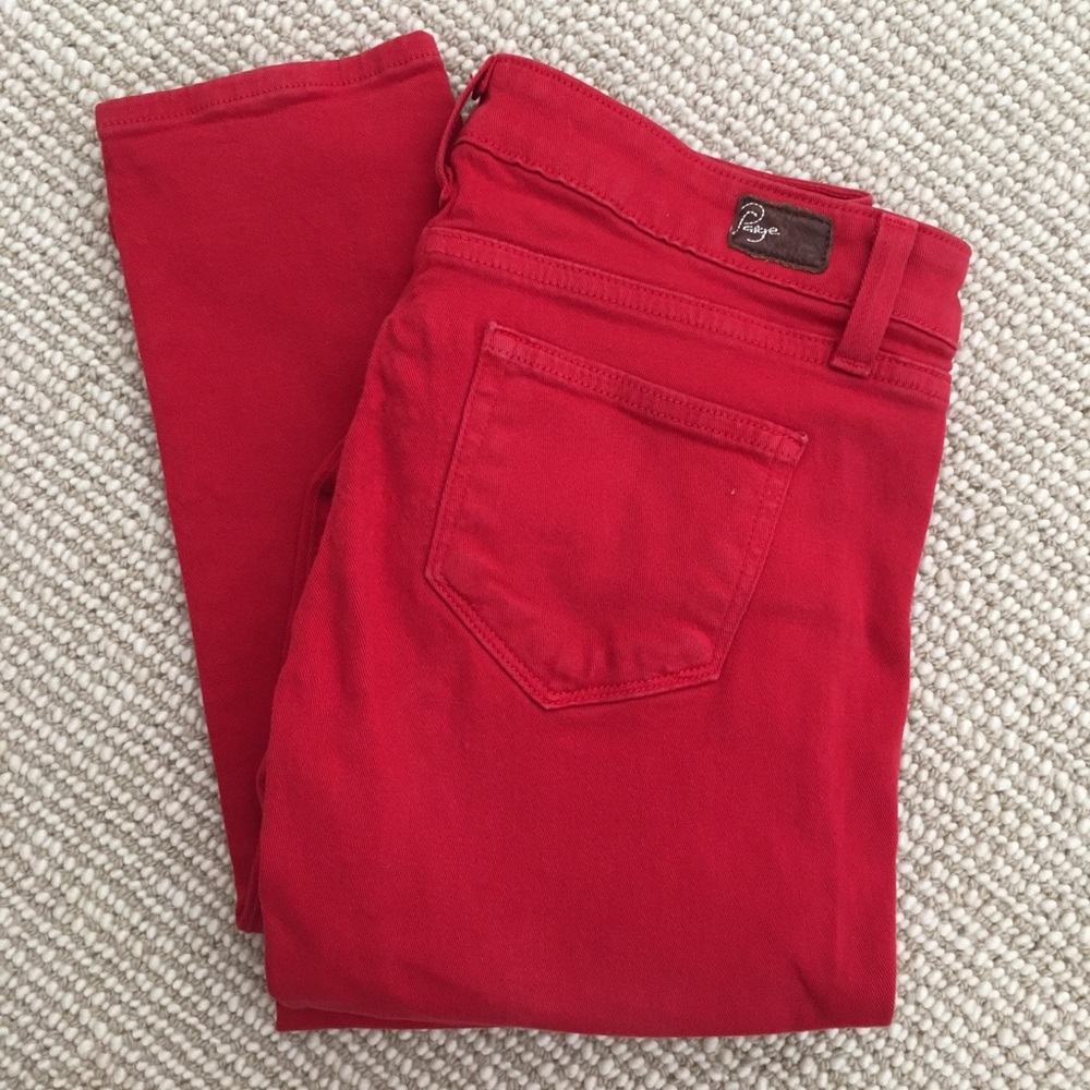 Paige “Peg Skinny” red jeans size 26